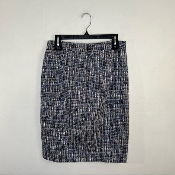J. Crew Blue Brown Flecked Tweed Pencil Skirt Size 6 - Picture 4 of 16